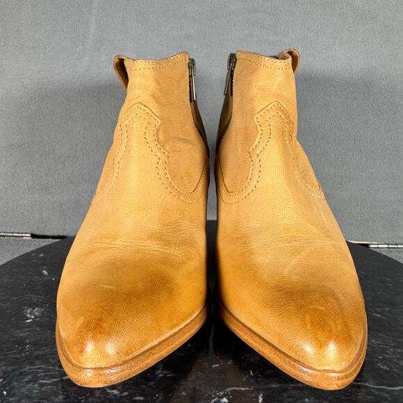 FRYE Reina Leather Western Ankle Booties Zip-Up Block Heel Women’s Size 6M US - Picture 2 of 8